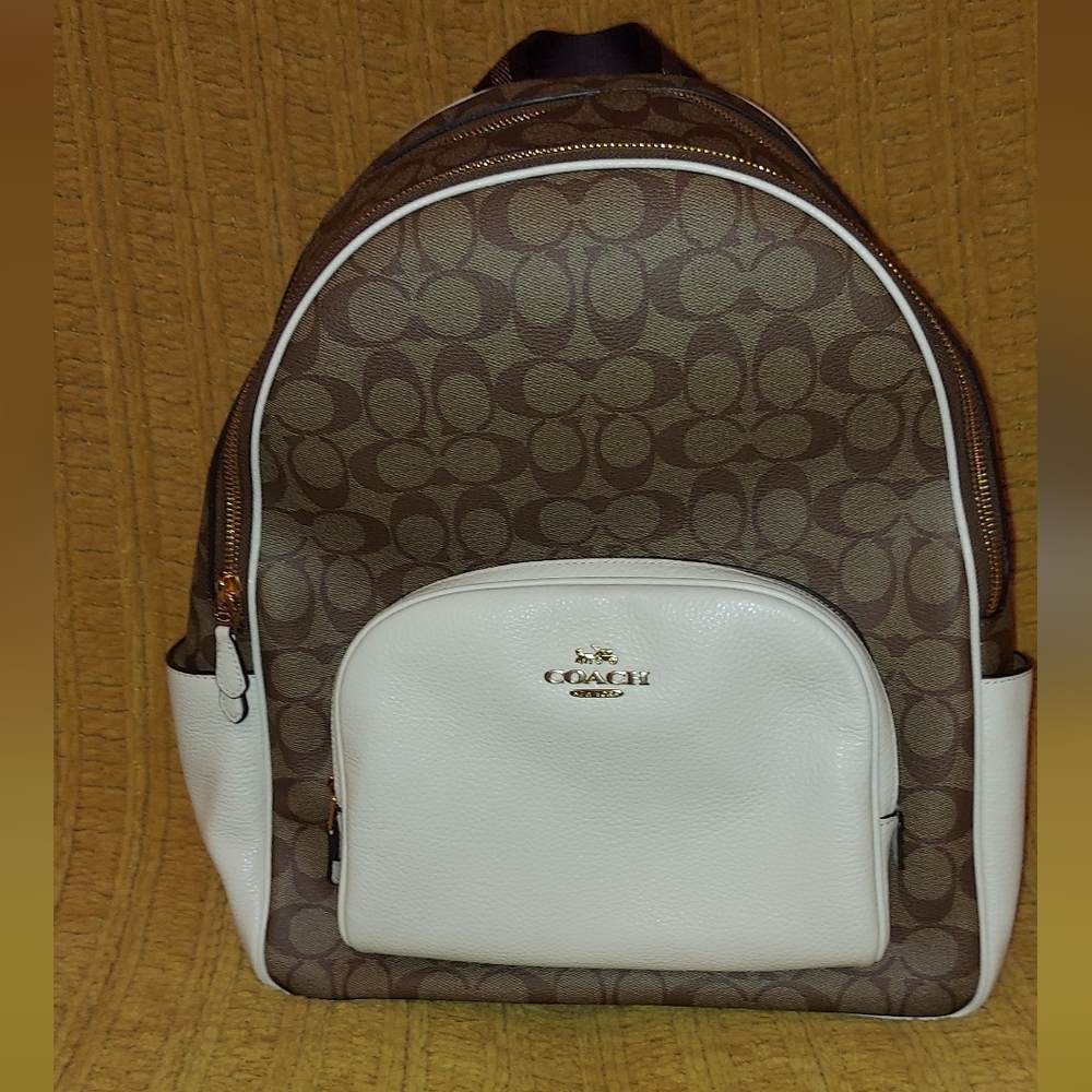 Coach Brown And Cream Backpack